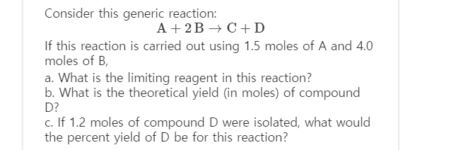 Solved Consider The Following Generic Reaction: 3 A + 2B + C | Chegg.com