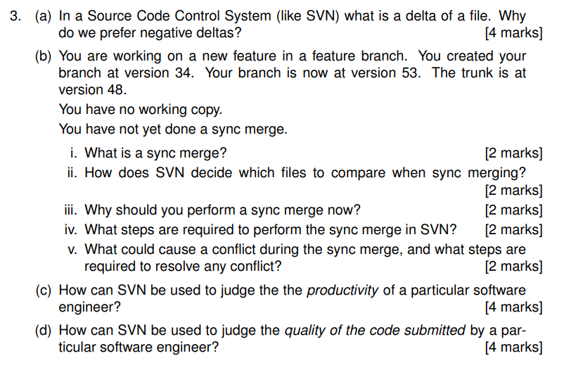 Solved 3. (a) In a Source Code Control System (like SVN) | Chegg.com