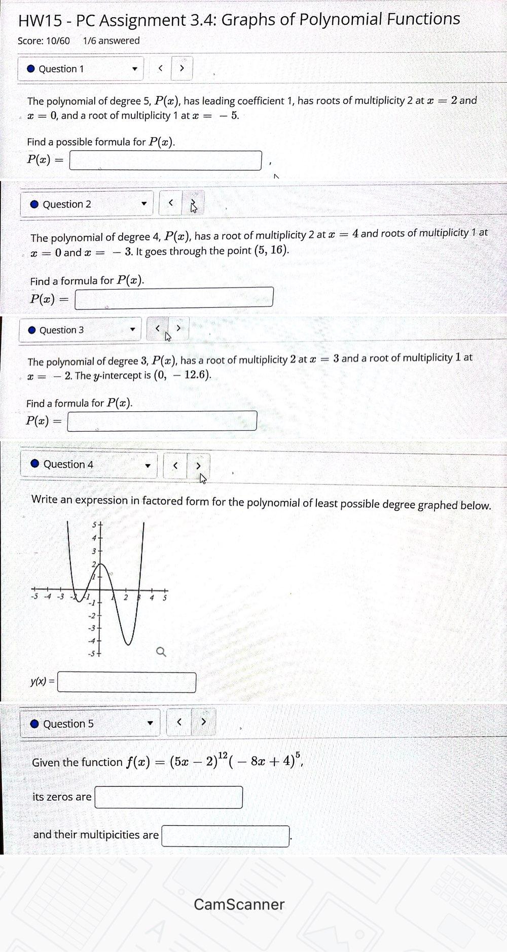 Solved HW15 - PC Assignment 3.4: Graphs of Polynomial | Chegg.com
