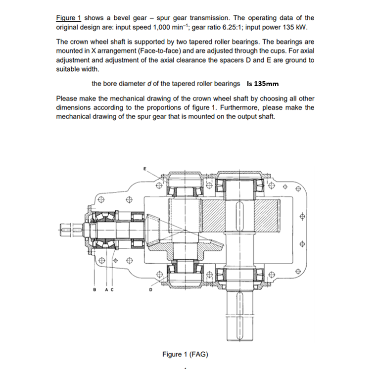 Figure 1 shows a bevel gear - spur gear transmission. | Chegg.com