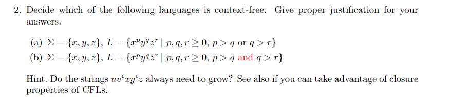 Decide which of the following languages is | Chegg.com