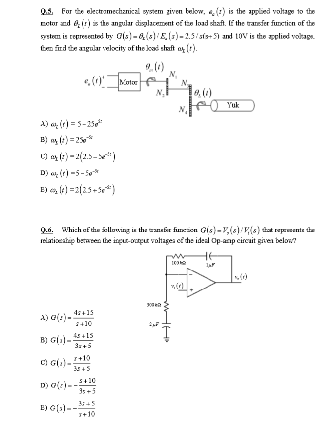 Solved N Q 5 For The Electromechanical System Given Belo Chegg Com