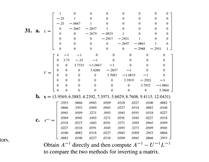 c. Obtain A−1 and note that A−1 is a dense matrix | Chegg.com