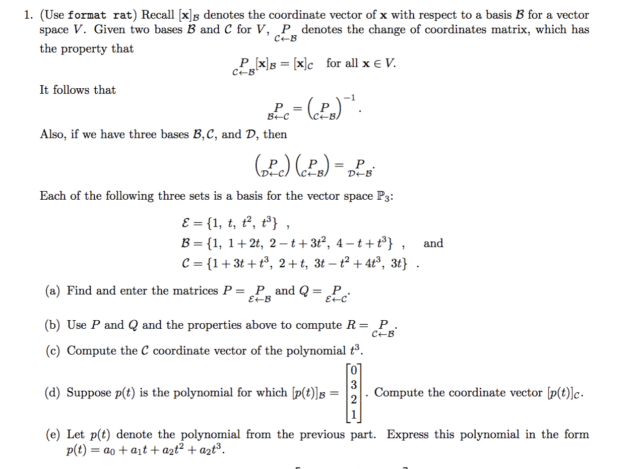 Solved 1 Use Format Rat Recall X B Denotes The Coordin Chegg Com