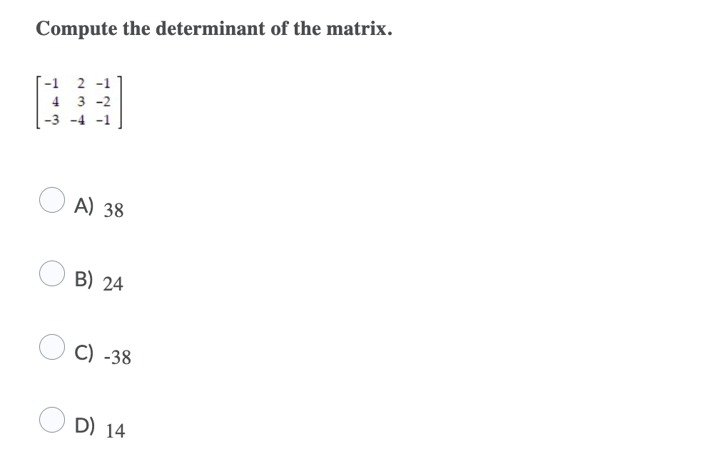 determinant of matrix 1 2 3 4