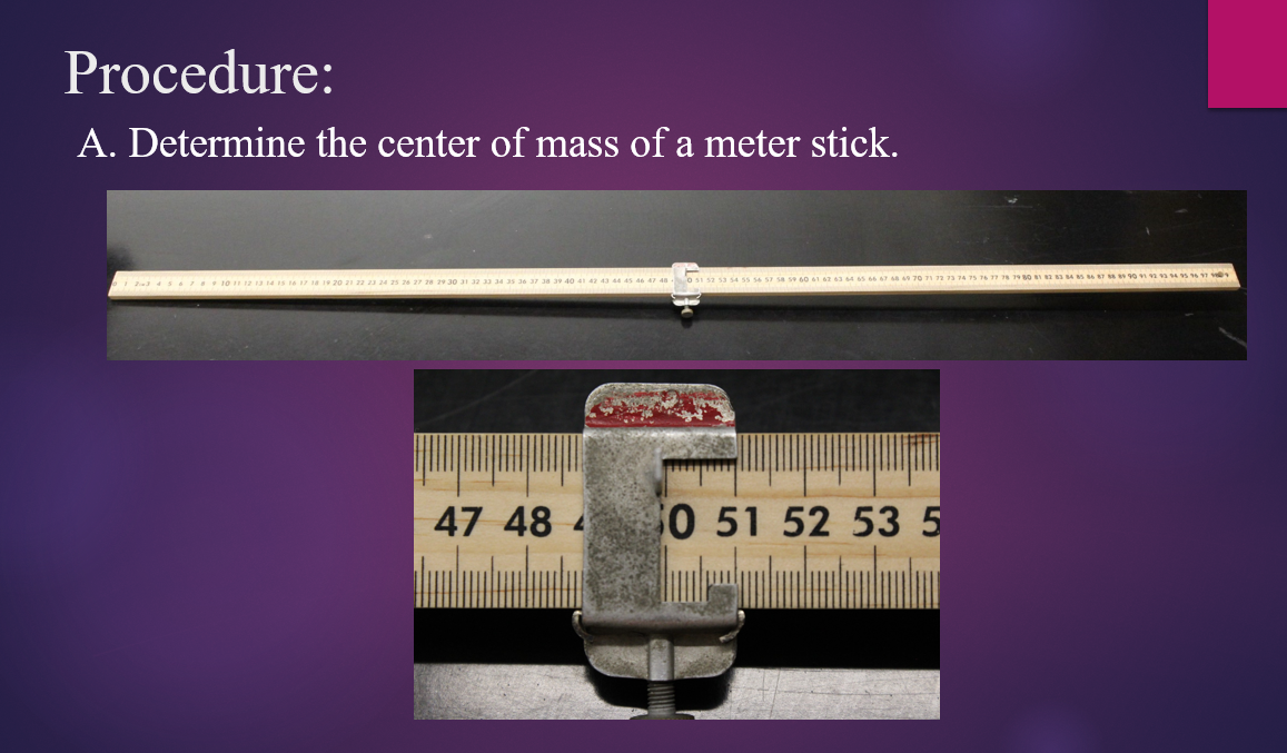 Solved Procedure A. Determine the center of mass of a meter