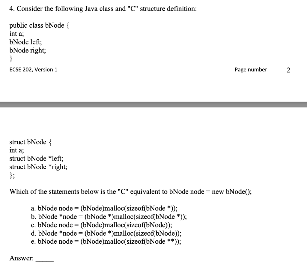 Solved 4. Consider the following Java class and "C" | Chegg.com