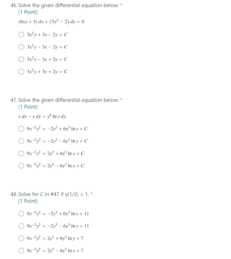 Solved 25. Solve the DE shown below:* (1 Point) xdy – (4y + | Chegg.com