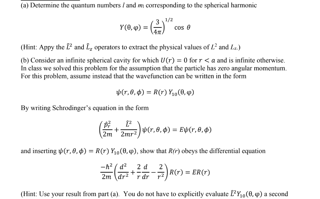 A Determine The Quantum Numbers L And Mi Chegg Com