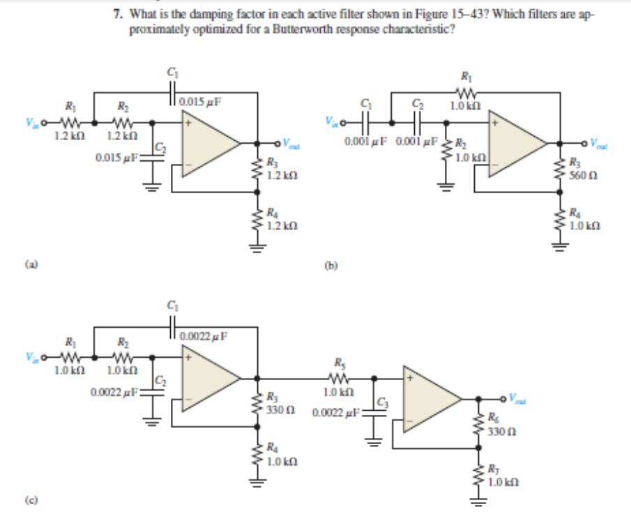 Solved 7. What is the damping factor in each active filter