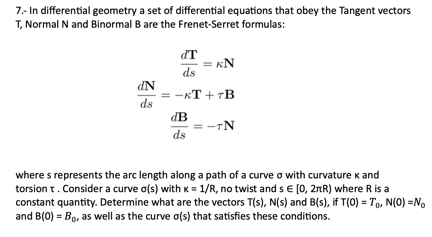 7. In differential geometry a set of differential