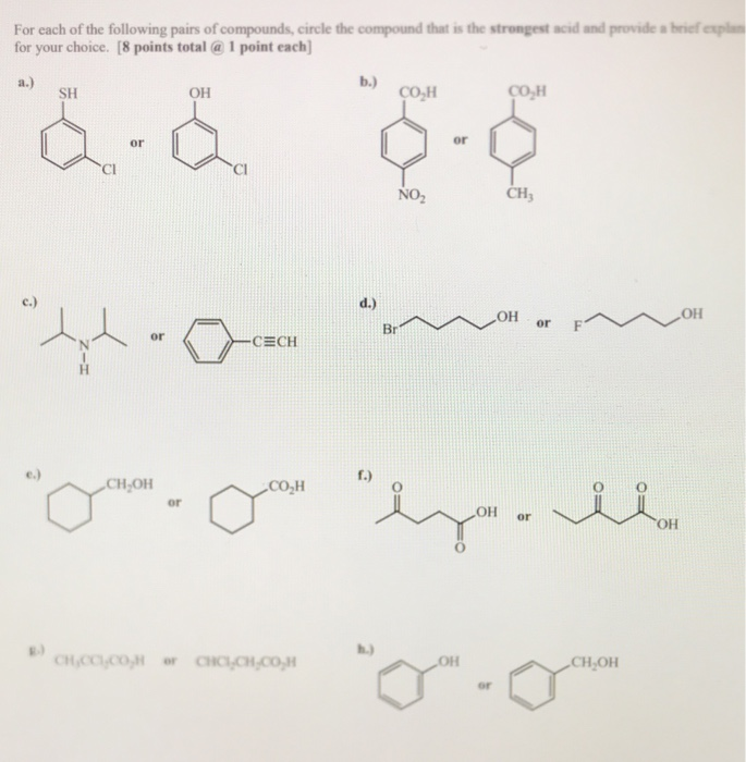 Solved For each of the following pairs of compounds, circle | Chegg.com