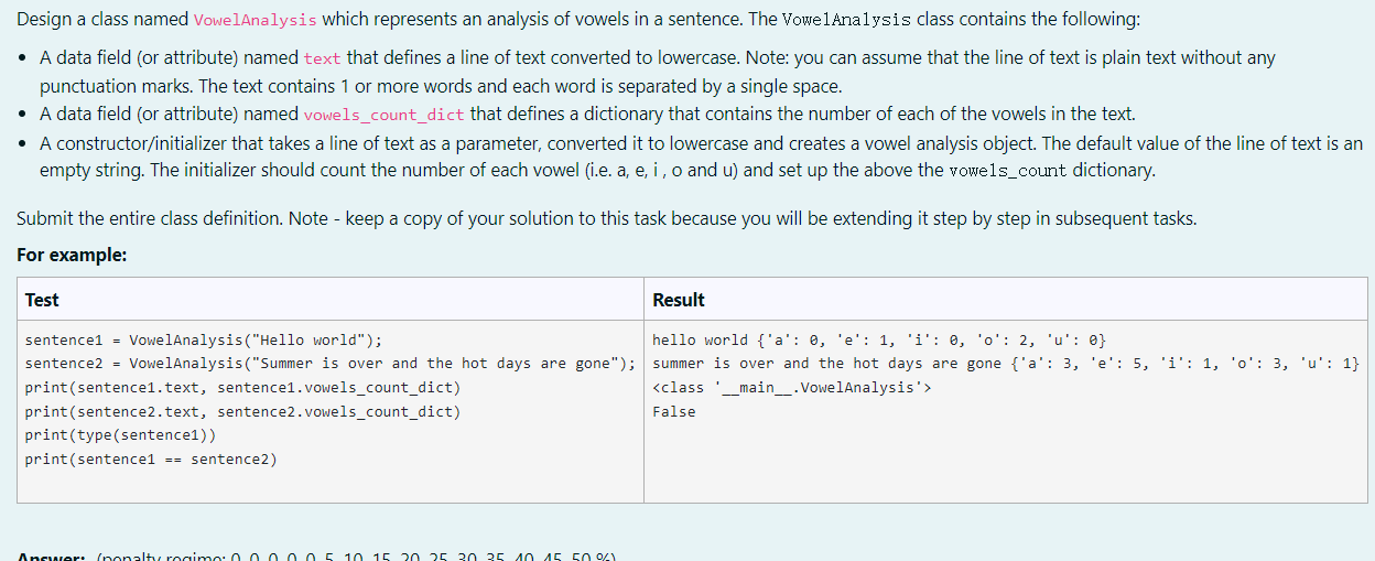 Solved Design a class named VowelAnalysis which represents | Chegg.com