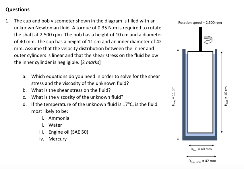 Solved Questions The cup and bob shown in the