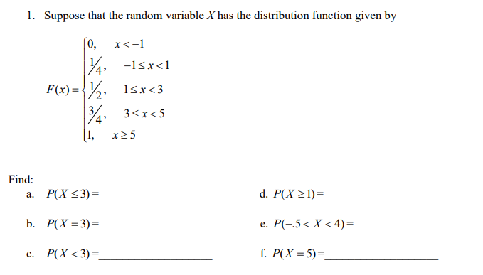 Solved 1. Suppose that the random variable X has the | Chegg.com