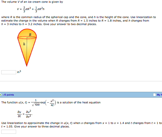 Solved The volume V of an ice cream cone is given by VERAR +