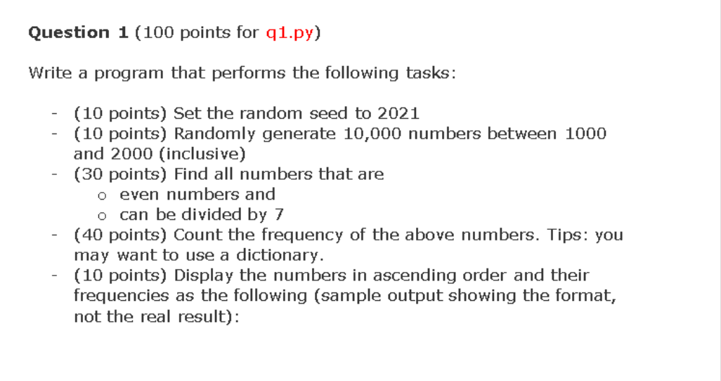 Solved Question 1(100 points for q1.py) Write a program that | Chegg.com