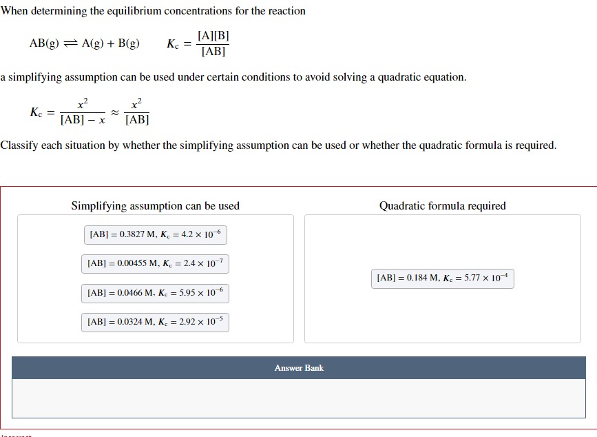 Solved When determining the equilibrium concentrations for | Chegg.com