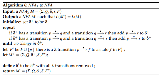 Solved Algorithm 6: NFA, to NFA Input: a NFA, M=(2,0, 8,5,F) | Chegg.com