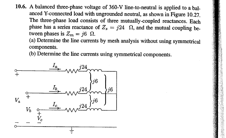 Solved 10.6. A balanced three-phase voltage of 360-V | Chegg.com