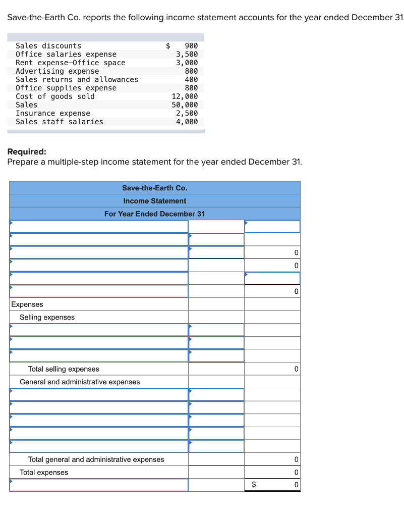 Solved SavetheEarth Co. reports the following
