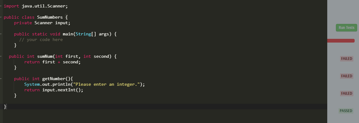 sum of two numbers in java using method