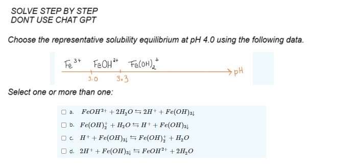 Solved Choose the representative solubility equilibrium at | Chegg.com
