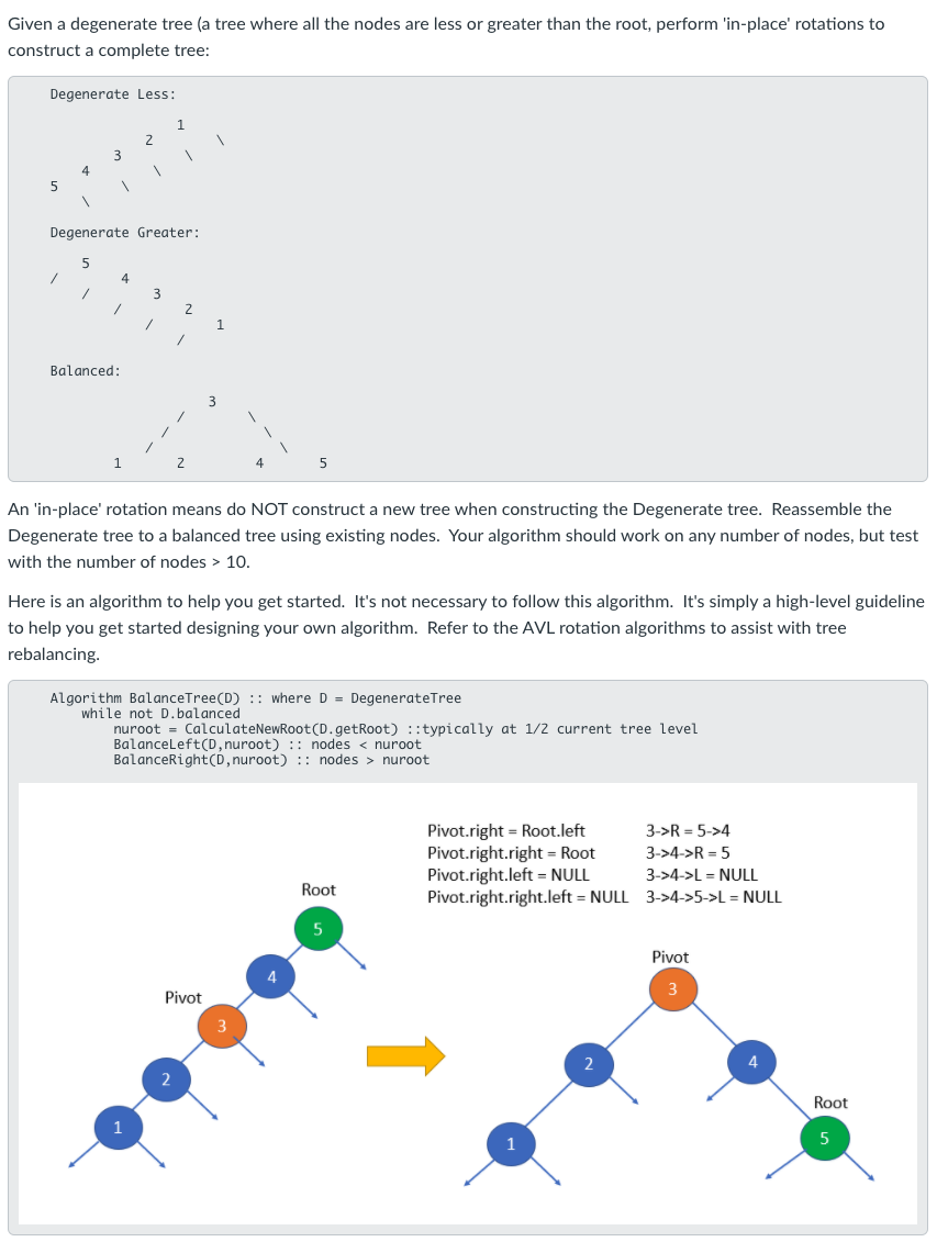 Solved Given a degenerate tree (a tree where all the nodes | Chegg.com