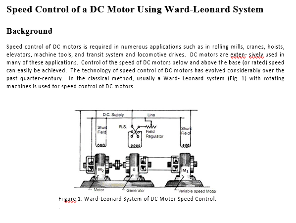 Block Diagram Of Ward Leonard System Leonard Weakening Inves