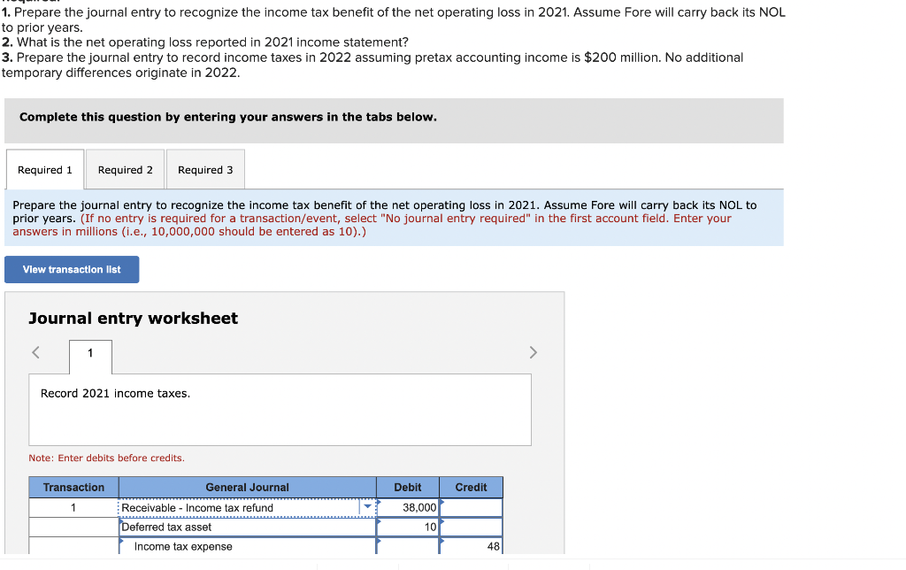 Solved Fore Farms Reported A Pretax Operating Loss Of $168 | Chegg.com