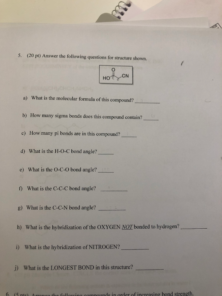 Solved 5. (20 pt) Answer the following questions for | Chegg.com
