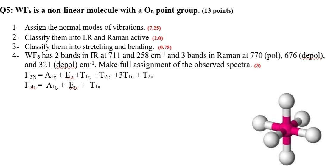 Solved Q5: WF6 is a non-linear molecule with a On point | Chegg.com