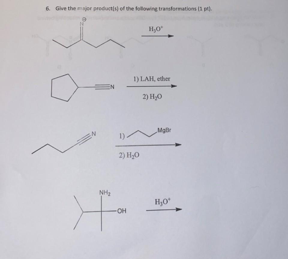 Solved 6. Give the major product(s) of the following | Chegg.com