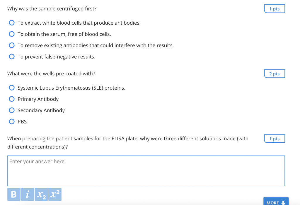 Solved Why was the sample centrifuged first? 1 pts O To