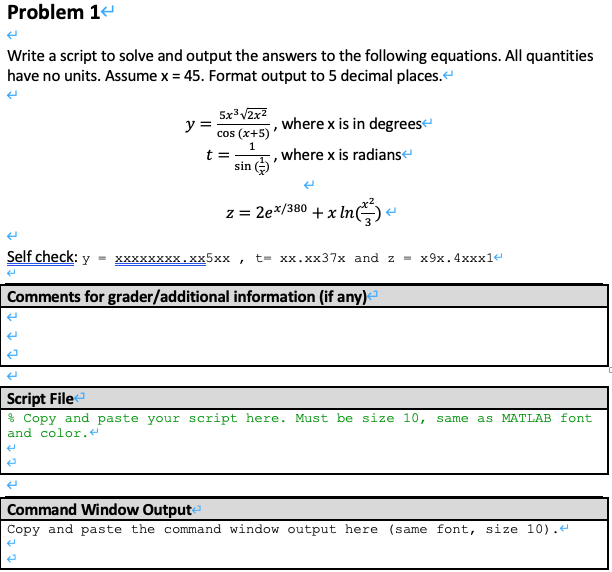 Solved Problem 1 Write A Script To Solve And Output The | Chegg.com