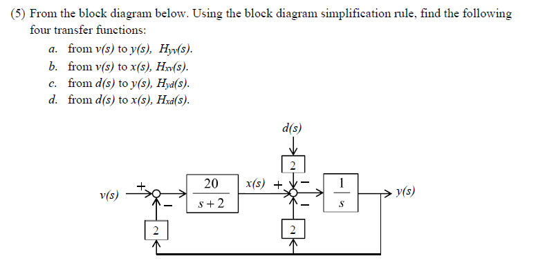 Solved (5) From the block diagram below. Using the block | Chegg.com