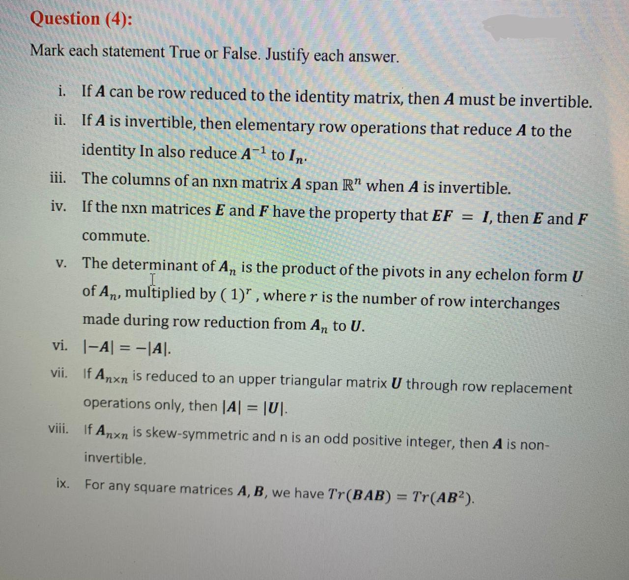 Solved Mark each statement True or False. Justify each Chegg