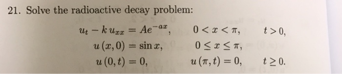 Solved Solve the radioactive decay problem: u_t - k u_xx = | Chegg.com