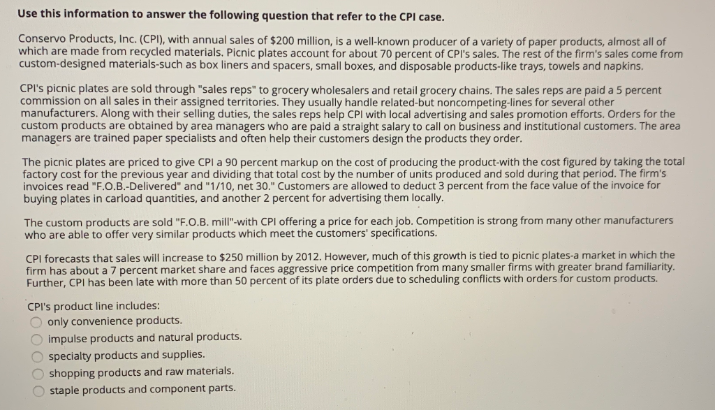 Solved Use this information to answer the following question | Chegg.com