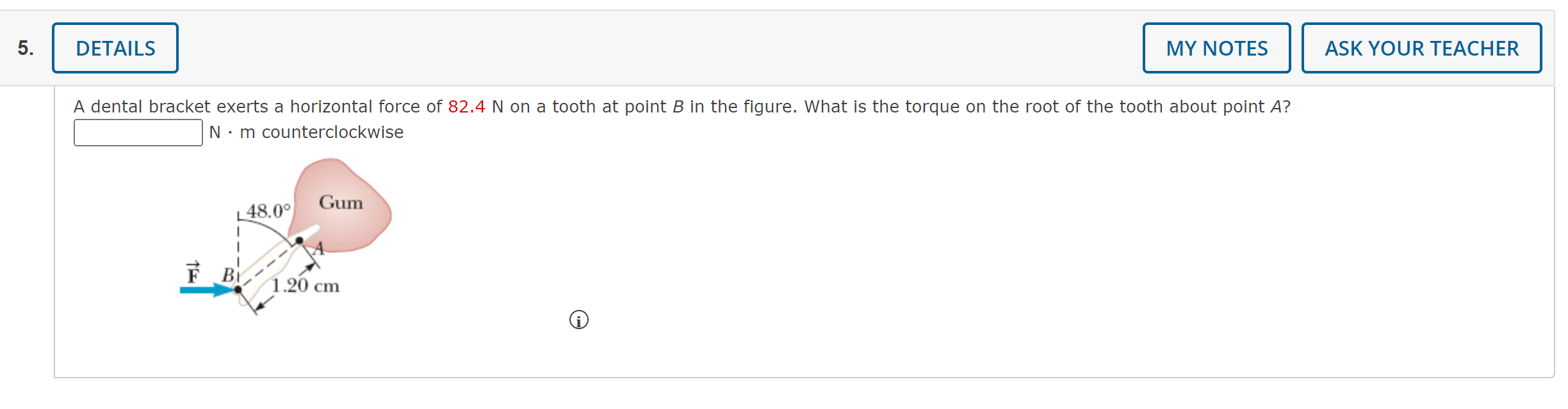Solved A dental bracket exerts a horizontal force of 82.4 N