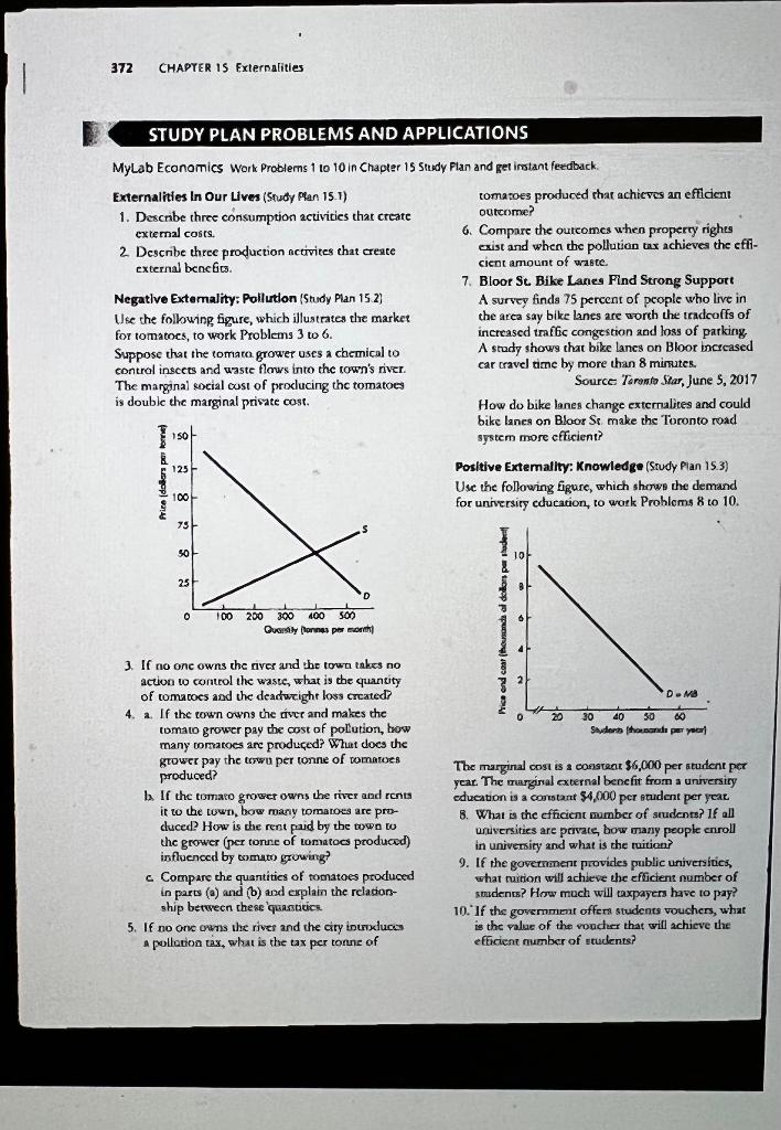 Solved 372 CHAPTER 15 Externalities STUDY PLAN PROBLEMS AND | Chegg.com