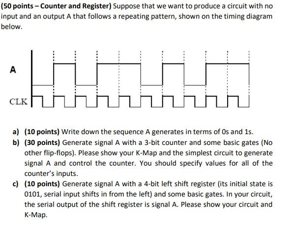 (50 points - Counter and Register) Suppose that we | Chegg.com