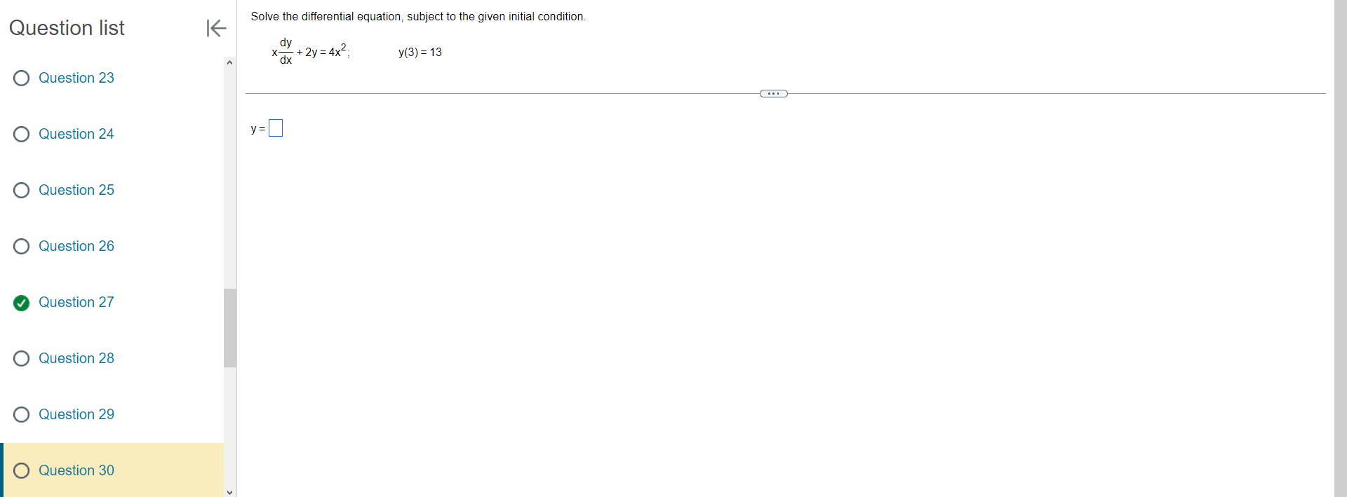 Solved Question list ∣← Solve the differential equation, | Chegg.com
