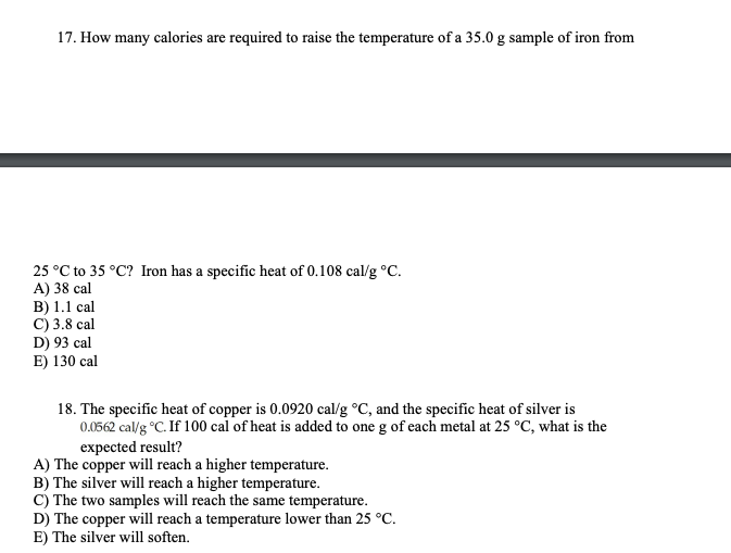 Solved 17. How many calories are required to raise the