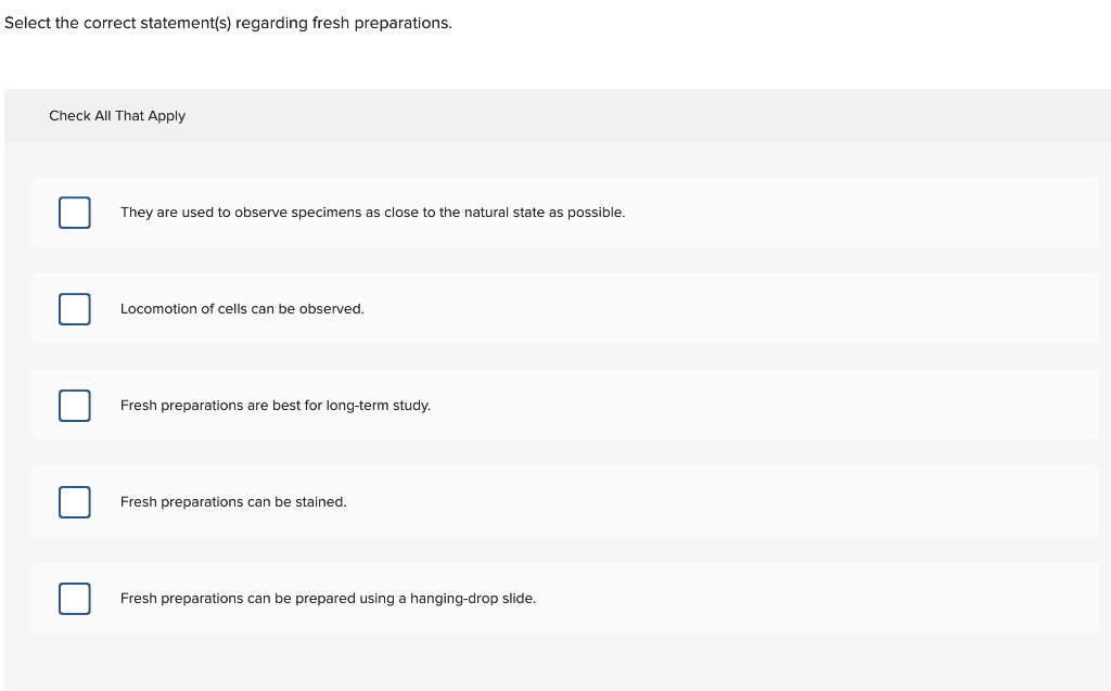 Select the correct statement(s) regarding fresh | Chegg.com