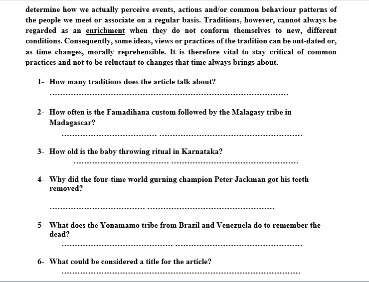 Solved I. Reading Comprehension (10 Points) Read the | Chegg.com