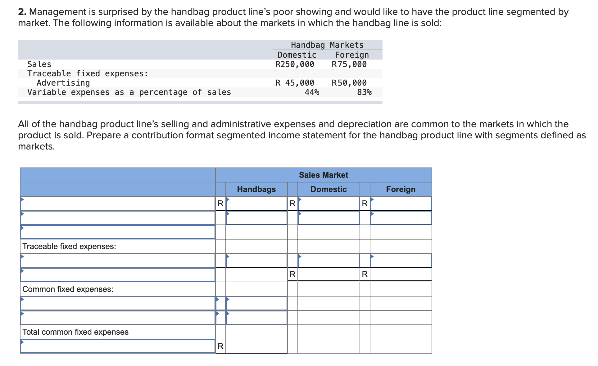 Solved Required: 1. Prepare a contribution format segmented | Chegg.com