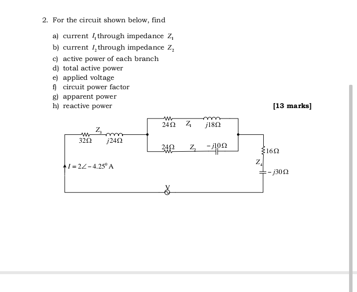 Solved 2. For The Circuit Shown Below, Find A) Current I, | Chegg.com