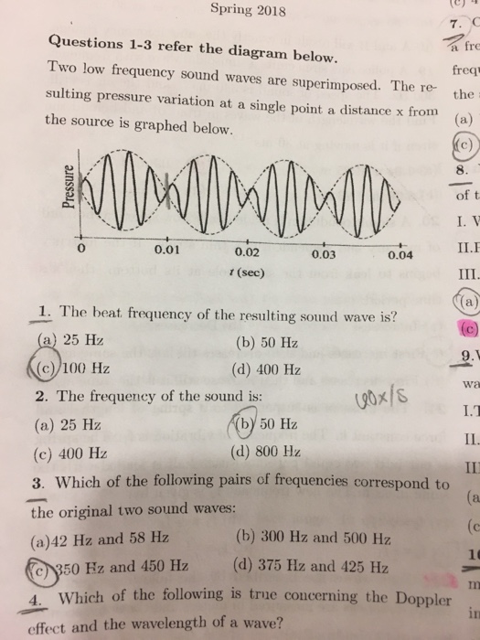 Solved Spring 2018 7. C a fre freq Questions 1-3 refer the | Chegg.com