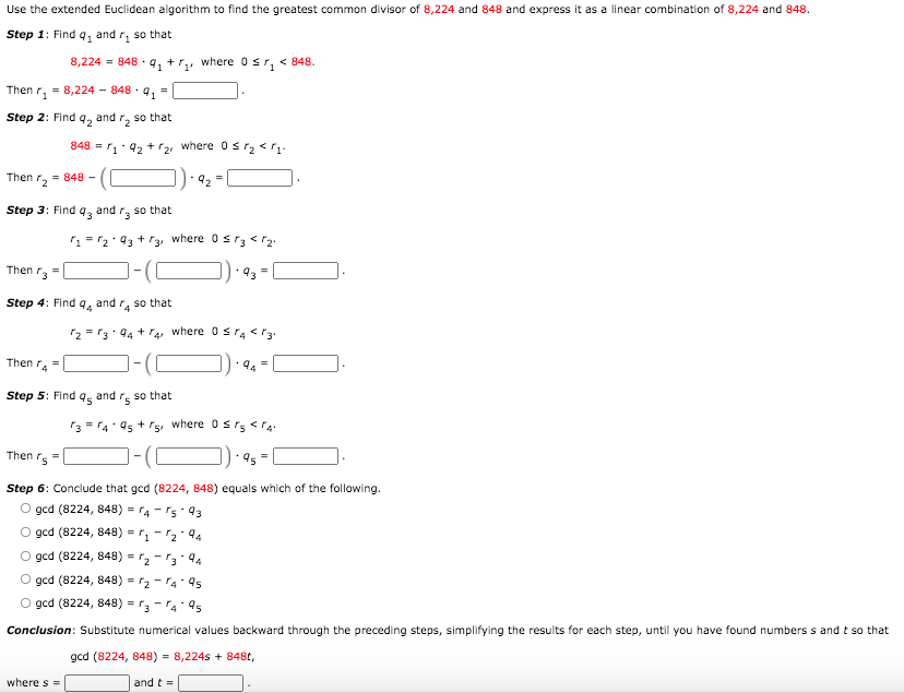 Solved and so that Use the extended Euclidean algorithm to | Chegg.com
